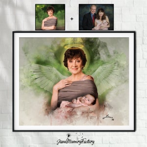 Custom Portrait, Angelic Halo Deceased Portrait, Handmade Gift Printables, Add Loved One To Photo, Combine Photos, Memorial Portrait