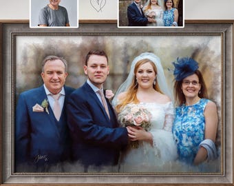 Custom Wedding Portrait From Photos, Hand Drawn Family Memorial Artwork, Unique Nuptial Day Memory Art, Likeness, Illustration, Creation