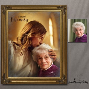 Custom Portrait With Jesus, Loved One Memory Gift, Picture With Deceased Loved Ones And Jesus, Memorial Portrait Painting With Jesus, Lost