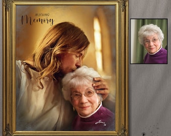 Custom Portrait With Jesus, Loved One Memory Gift, Picture With Deceased Loved Ones And Jesus, Memorial Portrait Painting With Jesus, Lost