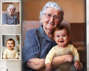 Custom Grandmother Memorial Portrait, Combine Multiple Family Photos, Relatives Heritage Photo Blend, Sentimental Matriarch Commemorative
