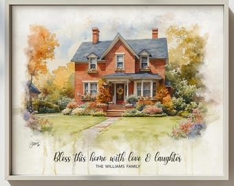 Custom House Drawing Commission, Hand Drawn Family Home Sketch, Vintage Residence Portrait Artist, Personalized Household Sanctuary Painting