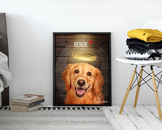 Personalisiertes Hundeportrait, Tierportrait, Erinnerungsgeschenk für Hunde, In liebevoller Erinnerung, Hund mit HeiligenscheinPortrait