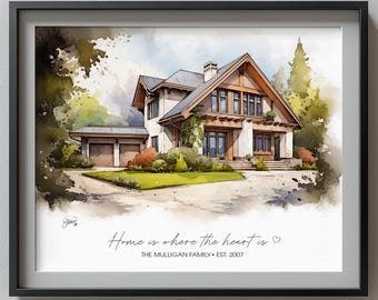 Custom House Portrait Digital Watercolor, Rustic Home Illustration Commission, Emotional Residence Artwork, Personalized Sentimental Drawing