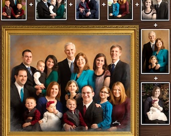 Mothers Day Gifts, Personalized Family Portraits, Couple Portrait Illustrations, Deceased Portrait, Loved One To Photo,Merge Photos,Memorial