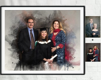 Add Deceased Person To Photo, Graduation Family Portrait, Remembrance Portrait, Add Loved One Portrait, Merge Photos, Photo Restoration