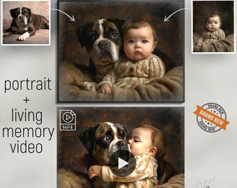 Puppy Kid Photo Merge Into Video, Create Memorial Montage From Pictures, Convert Old Images To Digital Memory, Professional Commission Art