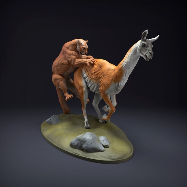 Resin 3D Printed mountain lion hunting High detailed Resin in different sizes, indoor or outdoor
