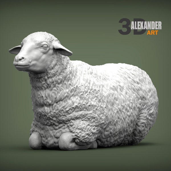 3D-gedrucktes Schaf aus Kunstharz. Hochdetailliertes Kunstharz in verschiedenen Größen, für den Innen- und Außenbereich