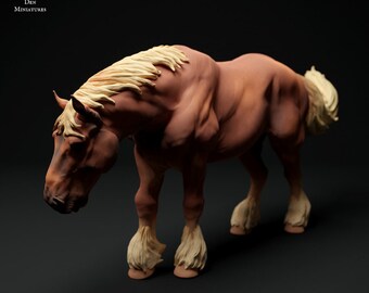 Résine 3D Imprimé Suffolk Punch Horse Résine très détaillée en différentes tailles, intérieure ou extérieure