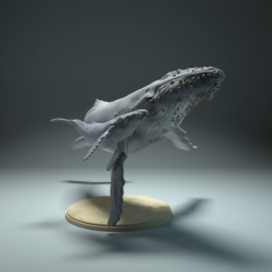 Resin 3D Printed humpback whale and calf High detailed Resin in different sizes, indoor or outdoor