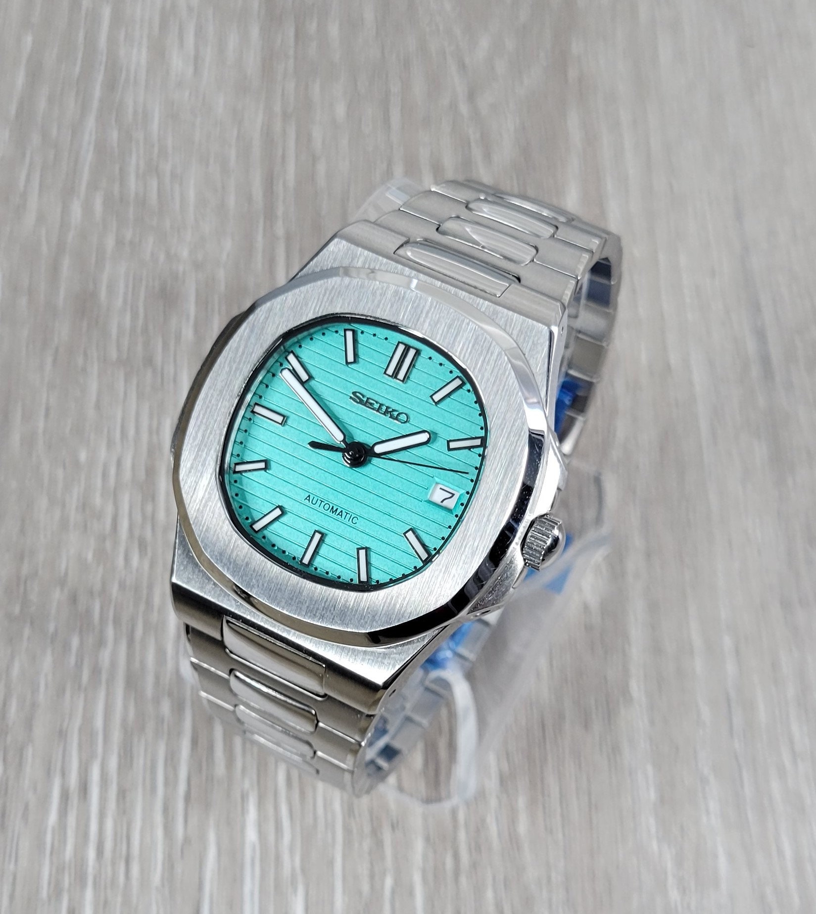 NH35 カスタム モッド ティファニー ノーチラス アイスブルー Yahoo!オークション - SEIKO MOD カスタム腕時計 ノーチラス