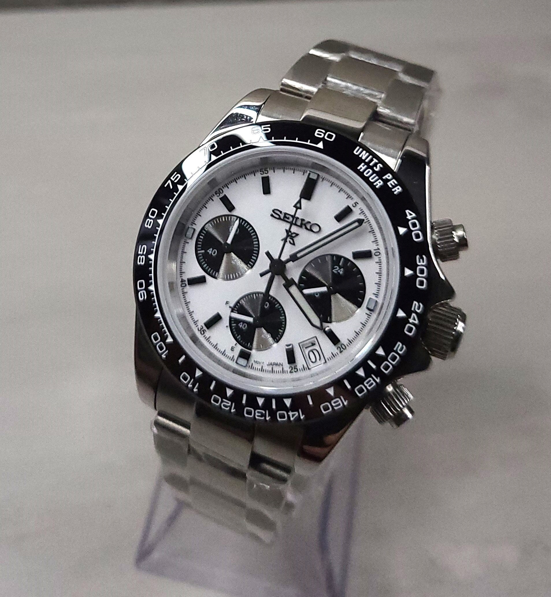 Seiko Panda Chronograph White or Amber Dial With Black Sub - Etsy