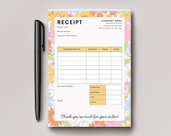Business Receipt Notepad, Order Form, Small Business Owner, New Business Gift, Invoice Template, Receipt Book, Personalized Receipt, Receipt