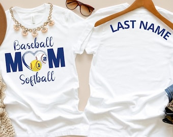 Custom Softball and Baseball Shirt, Personalized Mom Baseball Shirt, Mom of Both, Mom Softball Shirt, Baseball Softball Shirt