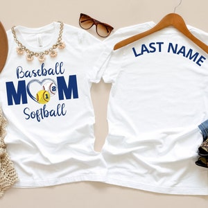 Custom Softball and Baseball Shirt, Personalized Mom Baseball Shirt, Mom of Both, Mom Softball Shirt, Baseball Softball Shirt