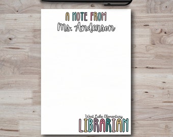 School Librarian Notepad, School Librarian Gift, Gift for School Librarian, School Librarian, Personalized Librarian Gift, Librarian Notepad