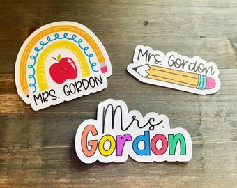 Personalized Teacher Name Sticker, Teacher Appreciation Week, Teacher Laptop Stickers, Water Bottle Sticker, Custom Teacher Name Sticker