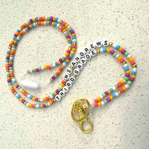 Personalized Teacher Lanyard, Beaded Teacher Lanyard With Name, Seed Bead Custom Lanyard, Back to School, Teacher Beaded Lanyard