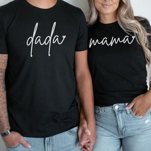 Mama and Dada Shirt Set, Mommy and Daddy Shirt Set, Pregnancy Announcement Shirts, New Dad Shirt,Pregnancy Reveal Shirt, New Mom Shirt