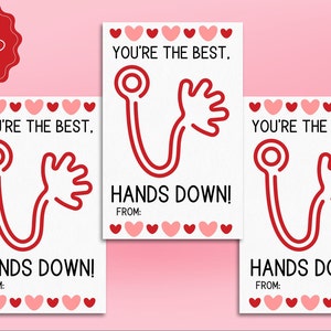 Sticky Hands Valentines, imprimível Class Valentine's, cartões imprimíveis Valentine's, Class Valentines, conjunto de classe Valentines, escola Valentines Valentines