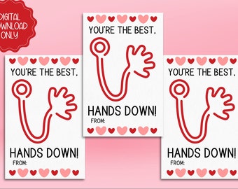 Sticky Hands Valentines, Printable Class Valentine's, Printable Valentine's Cards, Class Valentines, Valentines Class Set, School Valentines