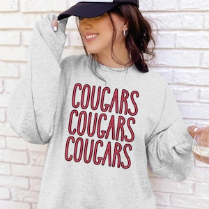 Cougars Sweatshirt, Cougars, Cougars Mascot, Cougars Game Day Apparel, Custom Cougars Spirit Wear, Custom Mascot Sweatshirt, Cougars Shirt