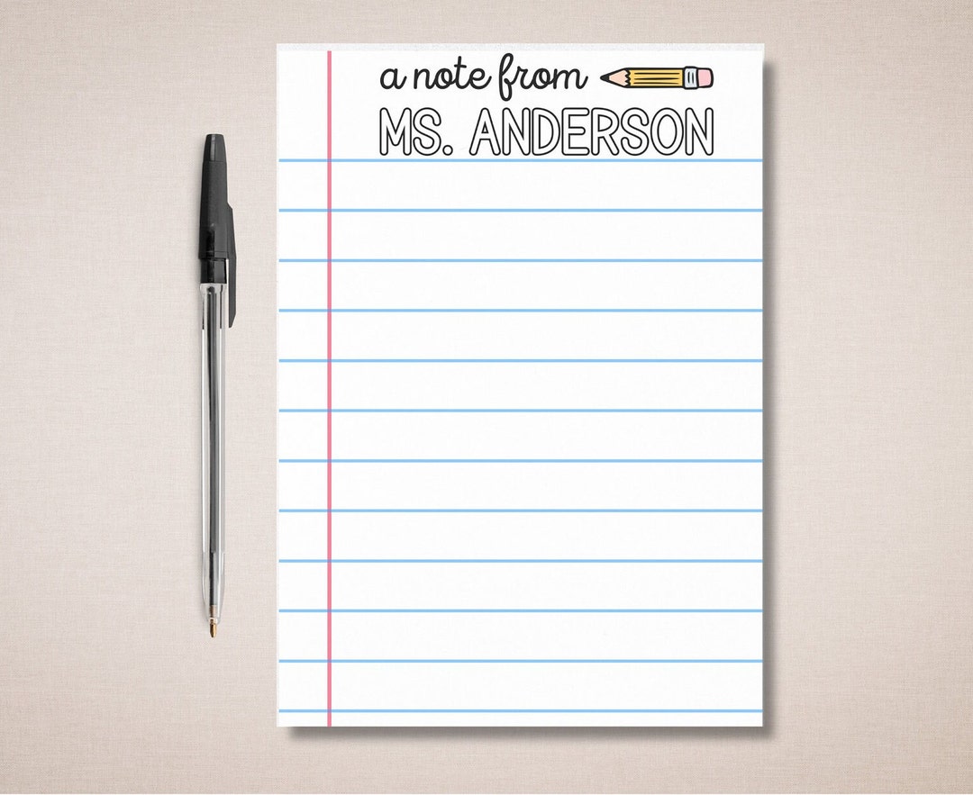 Personalized Teacher Notepad, Teacher Appreciation Week, Teacher ...