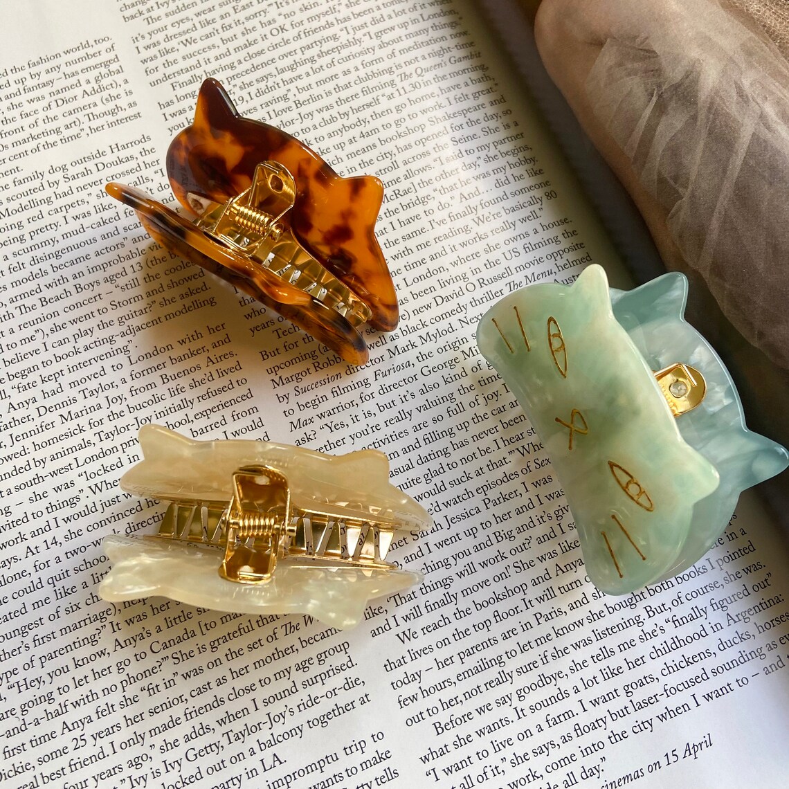 Cute Cat Hair Claw Resin Marble Cat Shaped Hair Clip Cute Etsy