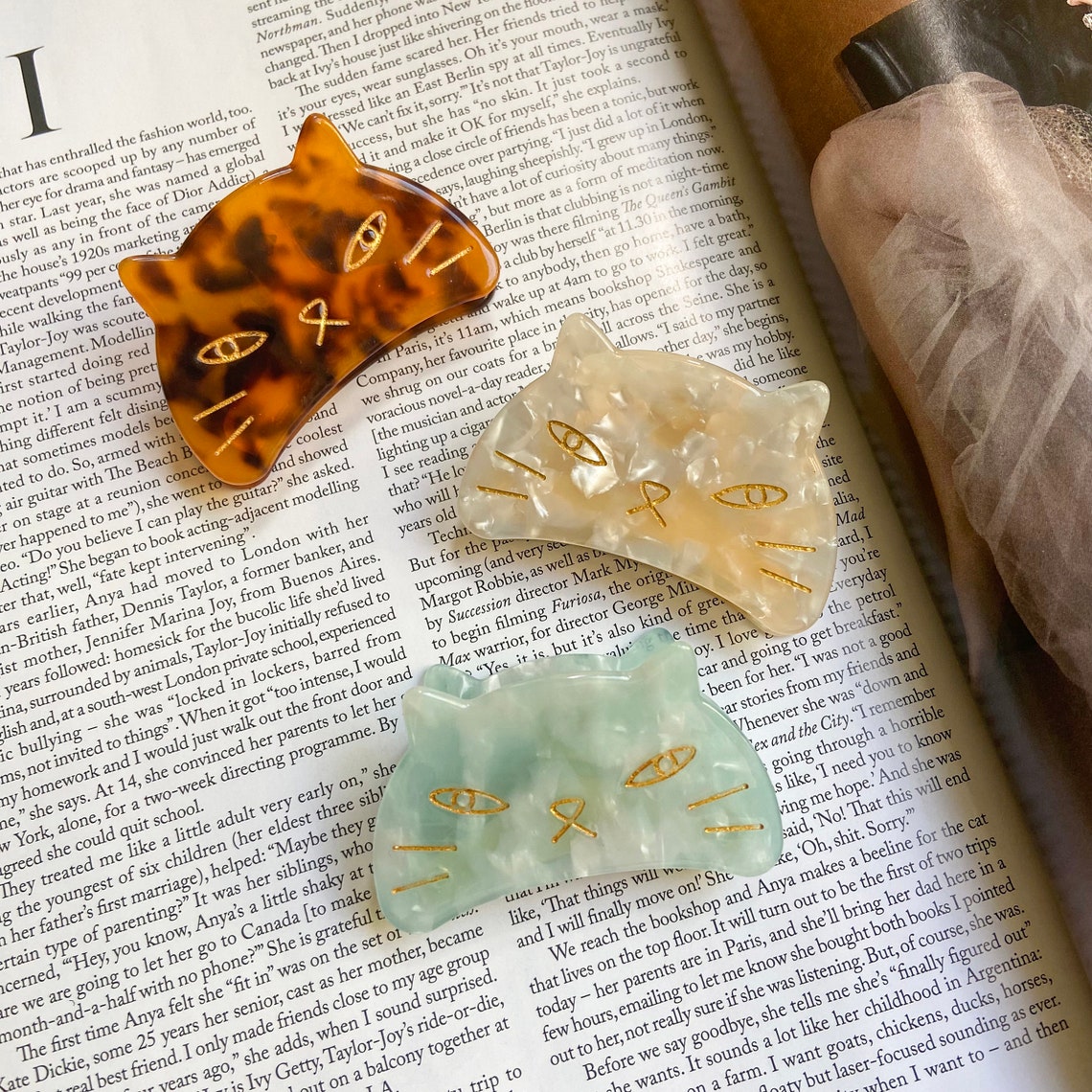 Cute Cat Hair Claw Resin Marble Cat Shaped Hair Clip Cute Etsy