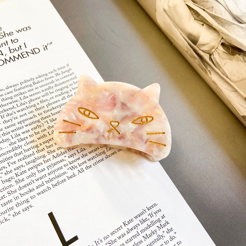 Cute Cat Hair Claw Resin Marble Cat Shaped Hair Clip Cute Etsy