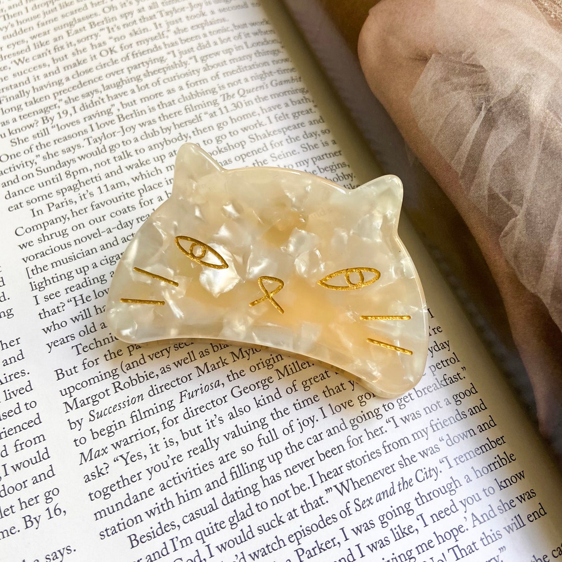 Cute Cat Hair Claw Resin Marble Cat Shaped Hair Clip Cute Etsy