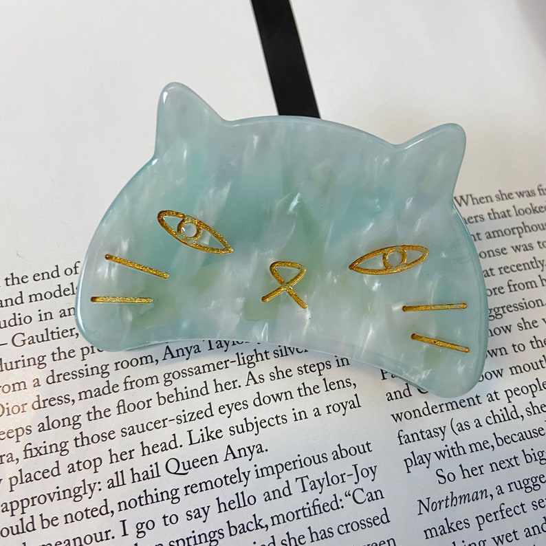 Cute Cat Hair Claw Resin Marble Cat Shaped Hair Clip Cute Etsy
