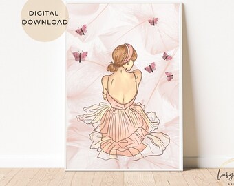 Coquette Room Decor, Blush Pink Girly Wall Art, Girl Apartment Decor, Digital Download
