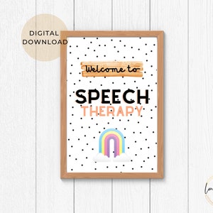 Decoração de terapia da fala, pôster de placa de sala de fala boho, decoração de escritório de fonoaudiólogo, presentes Slp, download digital