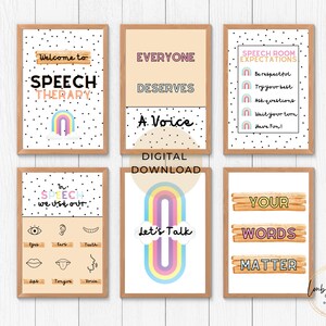 Boho Speech Therapy Poster Set: SLP Office Decor (Digital Download)