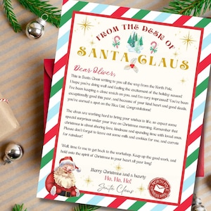 Carta de Papá Noel EDITABLE, Certificado de lista de buenos deseos para imprimir, Relleno de caja de Nochebuena, Correo de Papá Noel, Cartas de Papá Noel, Descarga digital