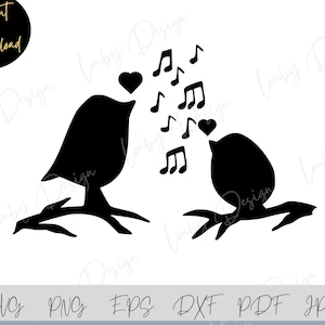 Singing Birds SVG, Bird song svg, Cricut, Silhouette, Birdie Music notes, Music lover gift PNG, eps, dxf, jpg, pdf