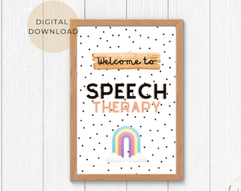 Boho Speech Therapy Office Decor: Rainbow Sign Poster (Digital Download)