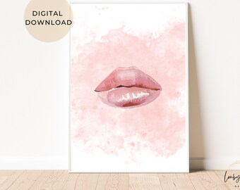 Coquette Room Decor, Blush Pink Girly Wall Art, Girl Apartment Decor, Digital Download