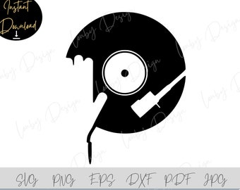 Vinyl Record SVG, Turntable player PNG, Cricut, Silhouette, Music record svg, Dj scratching, eps, dxf, eps, jpg, pdf