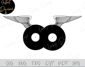 Vinyl Records with Wings SVG: Music Clipart (Digital Download)