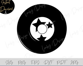 Vinyl Record with Stars SVG: Retro Music Clipart (Digital Download)