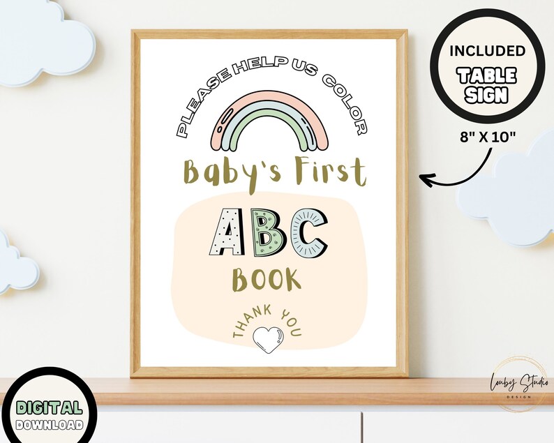 Baby Alphabet Book, Printable Baby Shower Abc Book, Animal Alphabet