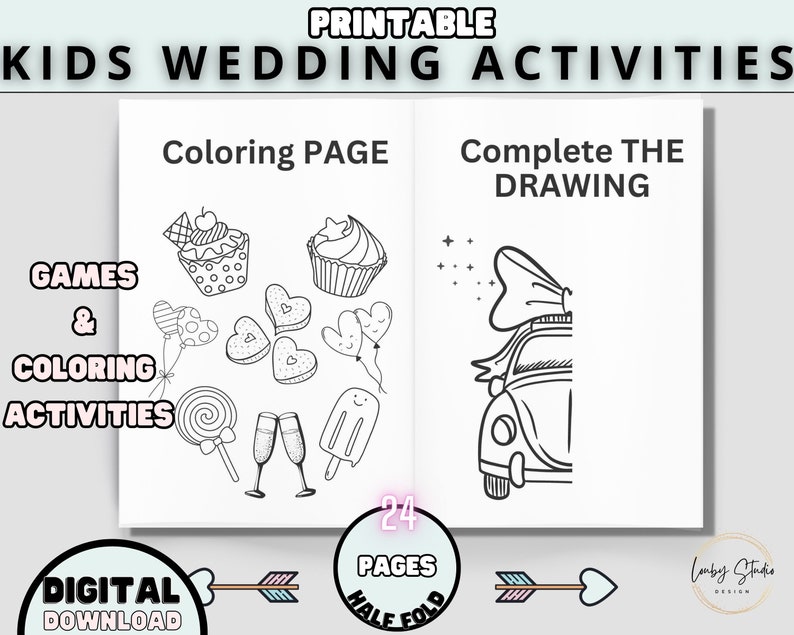 Kids Wedding Coloring Pages Kid Activity Kit Wedding Kids - Etsy
