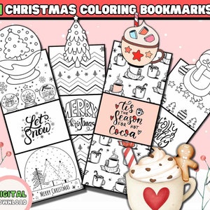 Christmas Coloring Bookmarks Printable Coloring Page Activity, Kids Christmas Activities, Holiday Coloring sheet, Digital Download