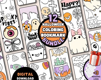 Utskrivbara Halloween-målarbokmärken, Boo Basket Halloween-läskiga målarbilder, Halloween-födelsedagsfestgåvor, klassrumsaktiviteter