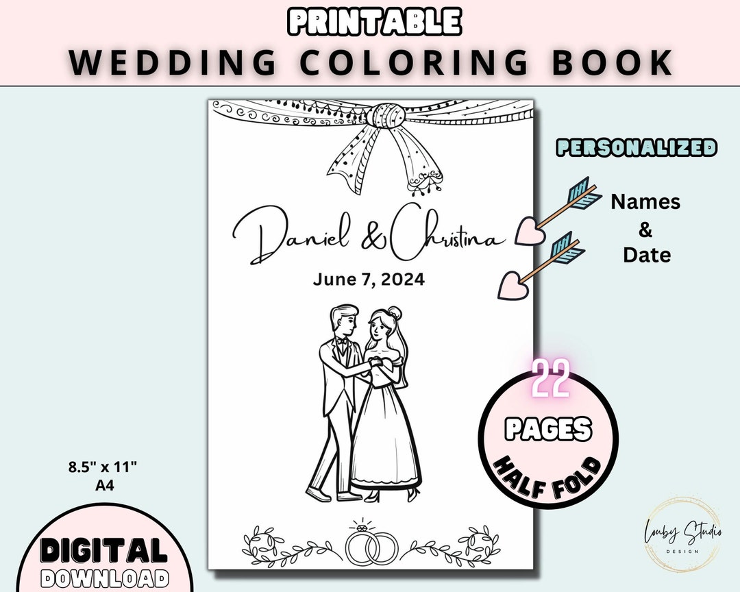 Wedding Coloring Book Printable Kids Wedding Activity Book, Children ...