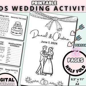 Kids Wedding Activity Book, Printable Wedding coloring Book Pages, Children Wedding Activities, Digital Download