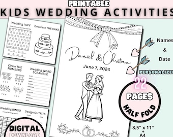 Kids Wedding Activity Book, Printable Wedding coloring Book Pages, Children Wedding Activities, Digital Download
